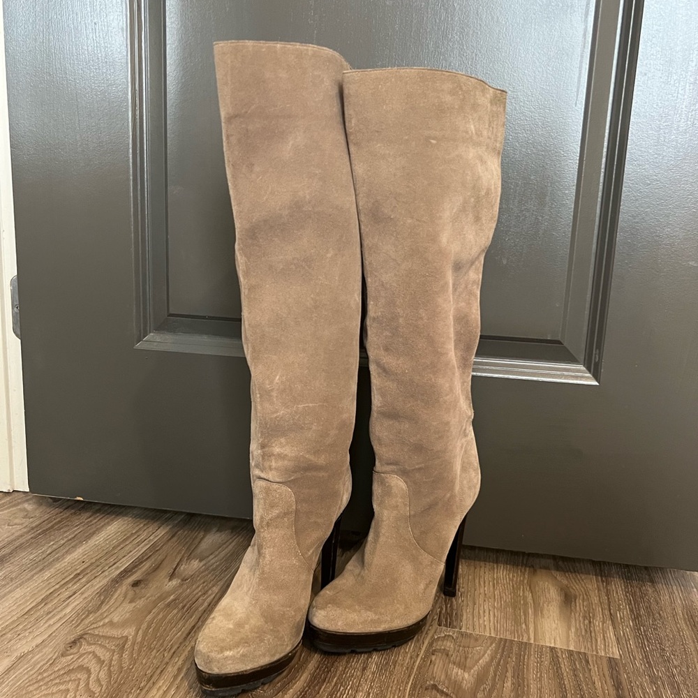 Michael Kors Elegant Tan Suede Knee-High Heeled Boots